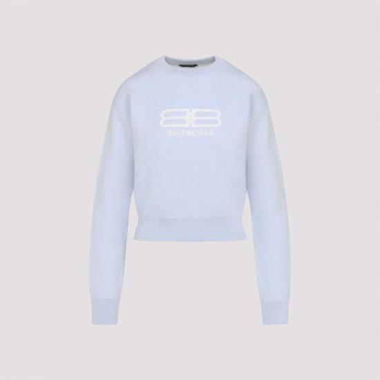  발렌시아가 스웨터 크롭 풀오버 라이트 블루 라떼 - BALENCIAGA