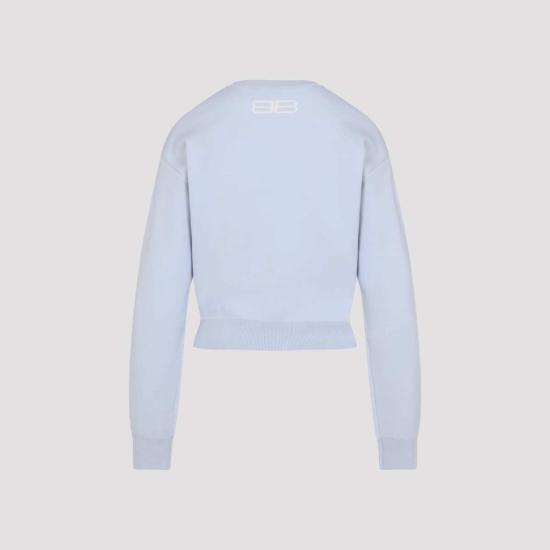  발렌시아가 스웨터 크롭 풀오버 라이트 블루 라떼 - BALENCIAGA