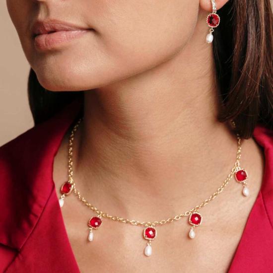  몬세라트 뉴욕 목걸이/팬던트 알리칸테 초커 루비 레드 - MONTSERRAT NEW YORK