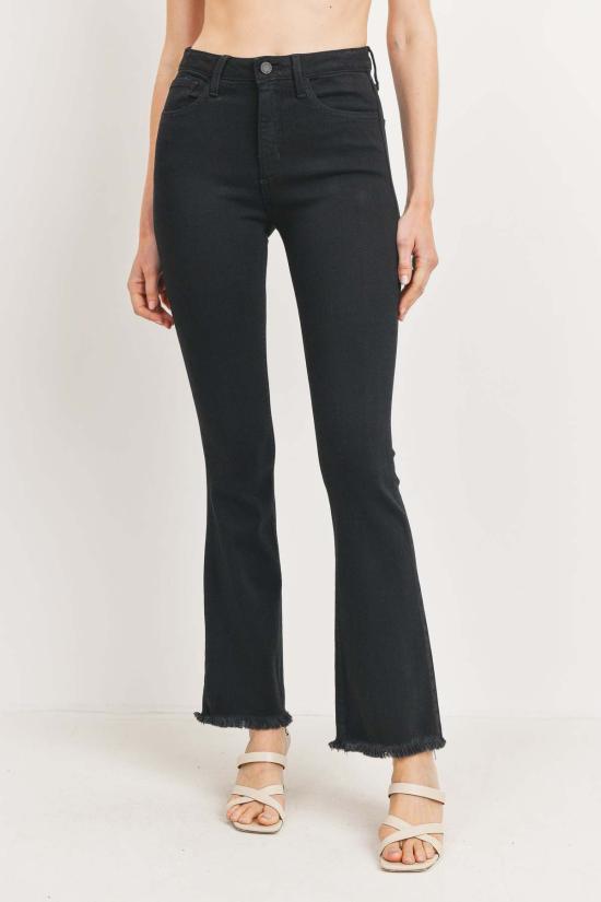  저스트 블랙 데님 데님 팬츠 롱 레그 부츠컷 진 - JUST BLACK DENIM