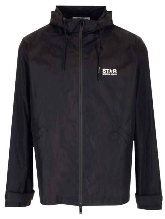  골든구스 자켓 골든 구스 로고 윈드브레이커 블랙/화이트