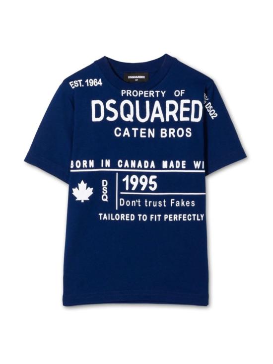  [키즈] 디스퀘어드2 트레이닝 상의 키즈 Dsquared2 슬라우치 핏 마글리에타 티셔츠 블루 - DSQUARED2