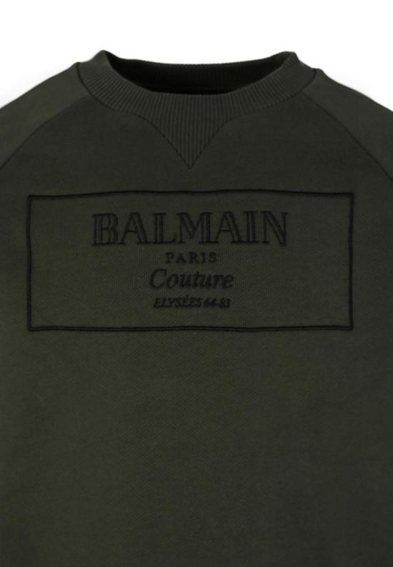  [키즈] 발망 풀오버 로고가 있는 아동용 스웨트셔츠 (녹색) - BALMAIN