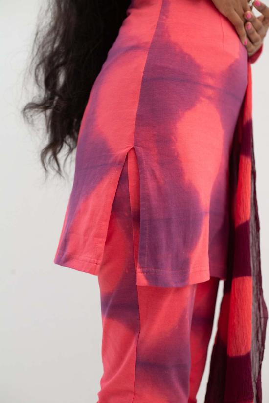  아바카시 머플러/스카프 샨티 세트 (쉬폰 스카프 포함, 레드 색상) - ABACAXI