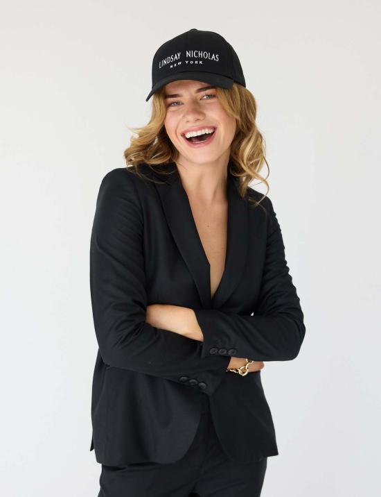  Lindsay Nicholas New York 모자 린지 니콜라스 뉴욕 로고 캡 블랙