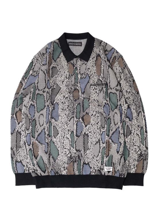  Wacko Maria 스웨터 와코 마리아/길티 파티스 파이톤 니트 폴로 셔츠 그레이