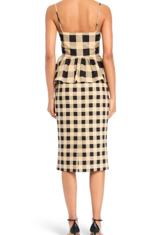  세로야 미디 스커트 Ser.O.Ya 칼 리넨  깅엄 스커트 - SER.O.YA