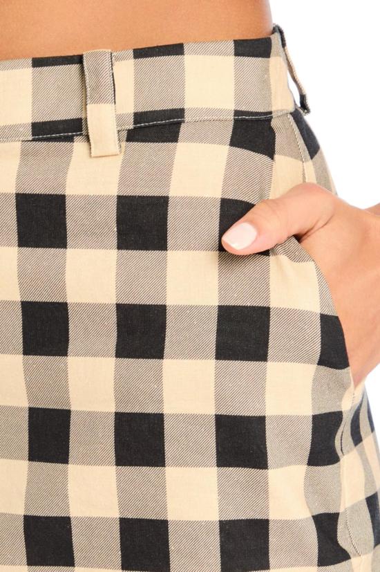  세로야 미디 스커트 Ser.O.Ya 칼 리넨  깅엄 스커트 - SER.O.YA