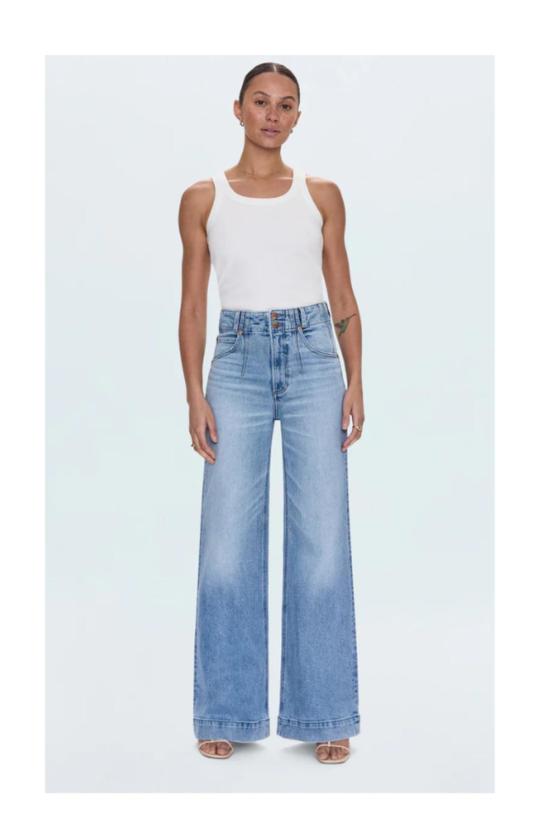  피스톨라 데님 팬츠 라나 델 버튼 인 테라스 진 블루 - PISTOLA