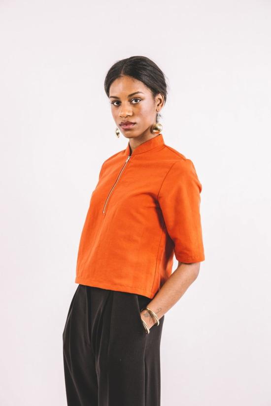  In God We Trust 블라우스 우리는 하나님을 믿는다 퍼시 탑 오렌지 포플린 - OTHER BRANDS