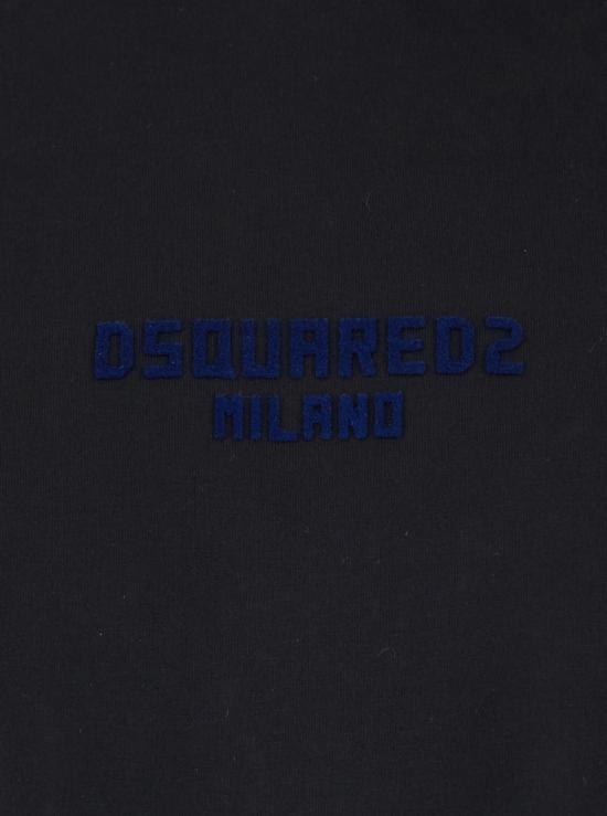  디스퀘어드2 반팔 티셔츠 Dsquared2 크루넥 티셔츠 (앞면에 로고 레터링) 블랙 - DSQUARED2