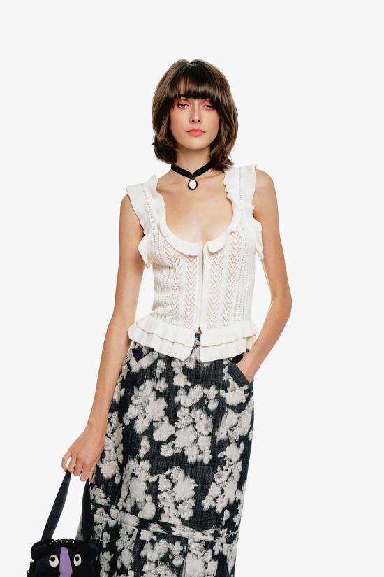  안나 수이 캐미솔 빅토리아풍 포인트엘 니트웨어