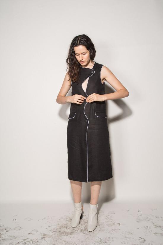  Kahle 베스트 칼레 커빌리니어 드레스 재킷 블랙