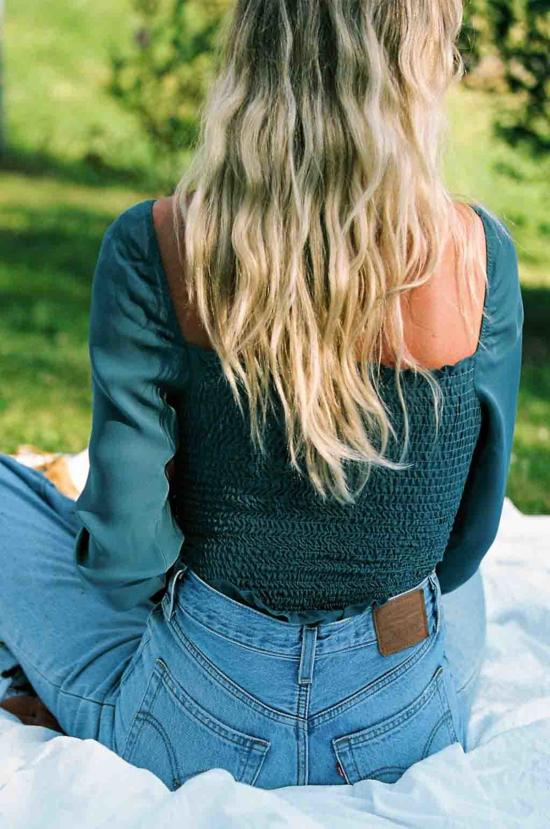  메릿 찰스 블라우스 다코타 탑 스톤 블루 - MERRITT CHARLES