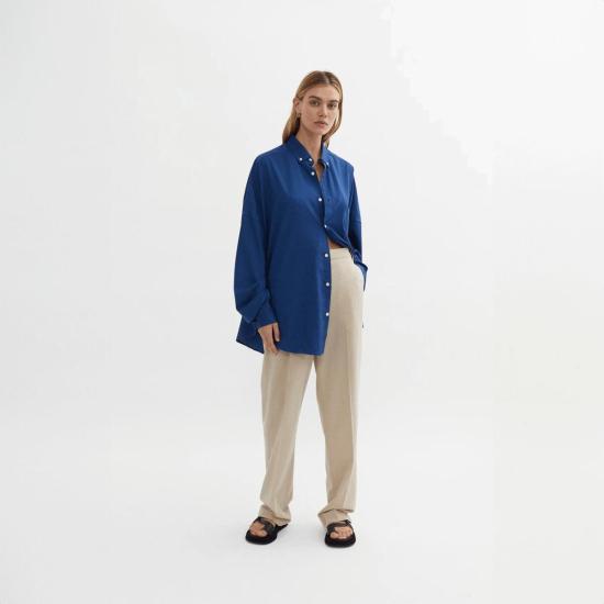  블랑카 데님 셔츠 캐롤라인 셔츠 네이비 - BLANCA