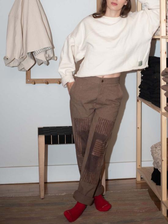  에블린 스트레이트 팬츠 아벨린 패치 팬츠 코코아