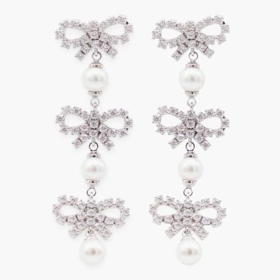  셀프 포트레이트 이어링 실버 크리스탈 귀걸이