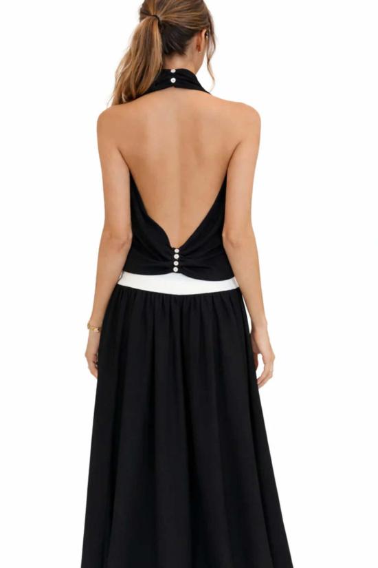  슬론 블라우스 크레이프 스카프 탑 블랙 - SLOAN