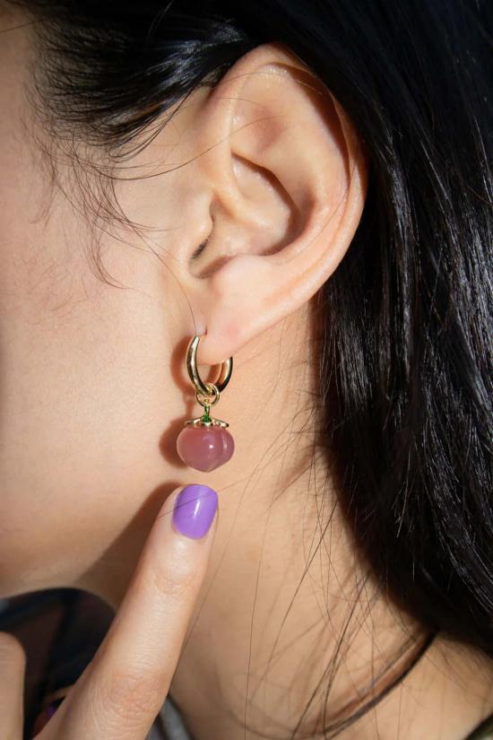  세레 이어링 세리 하베스트 제이드 스톤 참 귀걸이 피치 색상 - SEREE