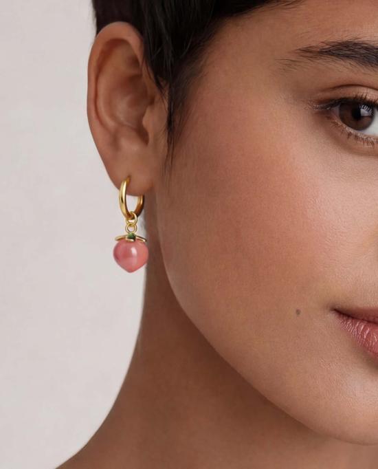  세레 이어링 세리 하베스트 제이드 스톤 참 귀걸이 피치 색상 - SEREE