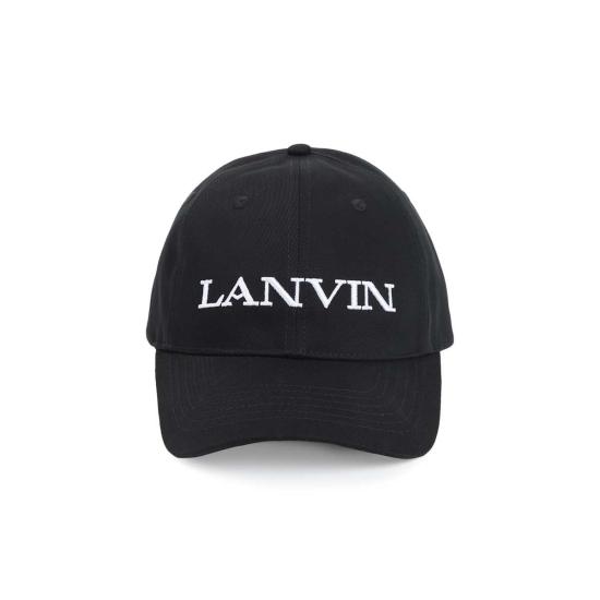  랑방 모자 로고 블랙 베이스볼 캡 - LANVIN