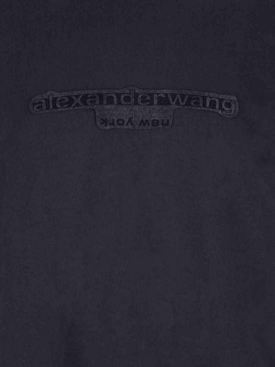  알렉산더 왕 반팔 티셔츠 로고 티셔츠 워시드 블랙 빈 - ALEXANDER WANG
