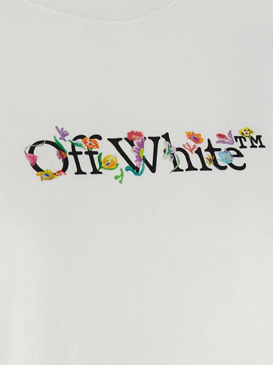  오프화이트 반팔 티셔츠 오프 화이트 북키쉬 글로잉 플라워 티셔츠 화이트 - OFF WHITE