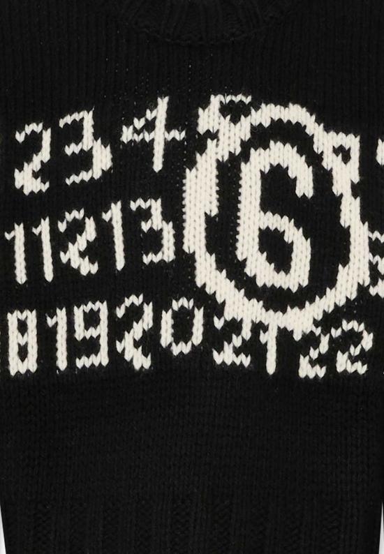  [키즈] MM6 메종마르지엘라 풀오버 키즈 MM6 메종 마르지엘라 크롭 스웨터 블랙 - MM6 MAISON MARGIELA