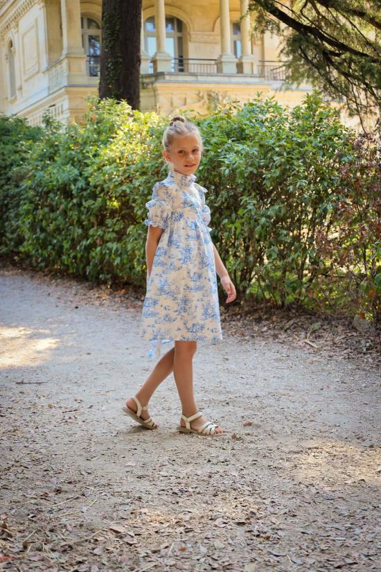  [키즈] Piper&Cloth 원피스 Aoki 드레스 3/4 소매 블루 토일