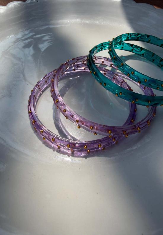  IKKIVI 커프스 링크/타이 홀더 이키비 암 캔디 라벤더 & 블루 뱅글 세트 라벤더 & 블루 - OTHER BRANDS