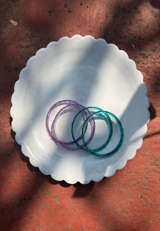  이키비 커프스 링크/타이 홀더 암 캔디 라벤더 & 블루 뱅글 세트 라벤더 & 블루 - IKKIVI