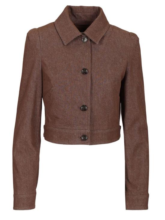  막스마라 데님 자켓 막스 마라 데님 이펙트 크롭 재킷 브라운