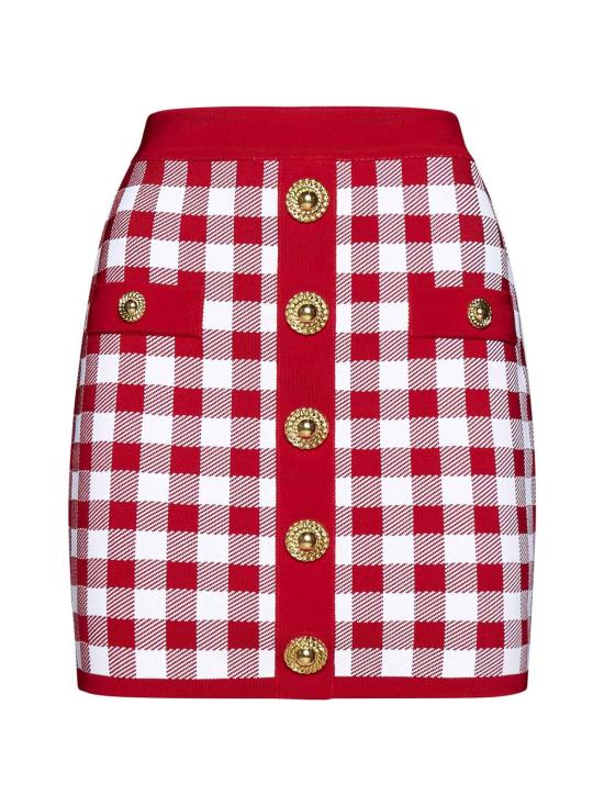  발망 숏 스커트 비스코스 혼방 니트 미니스커트 루즈/블랑