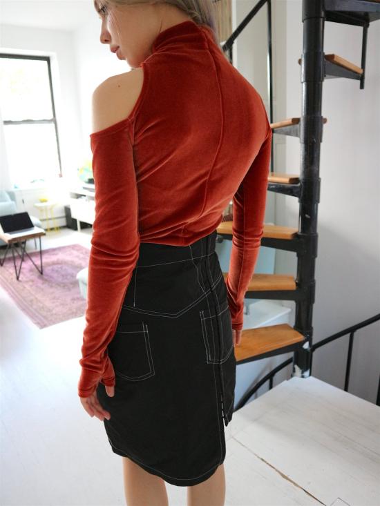  Barragán 미디 스커트 바라간 타프타 본 스렛 스커트 블랙 - OTHER BRANDS