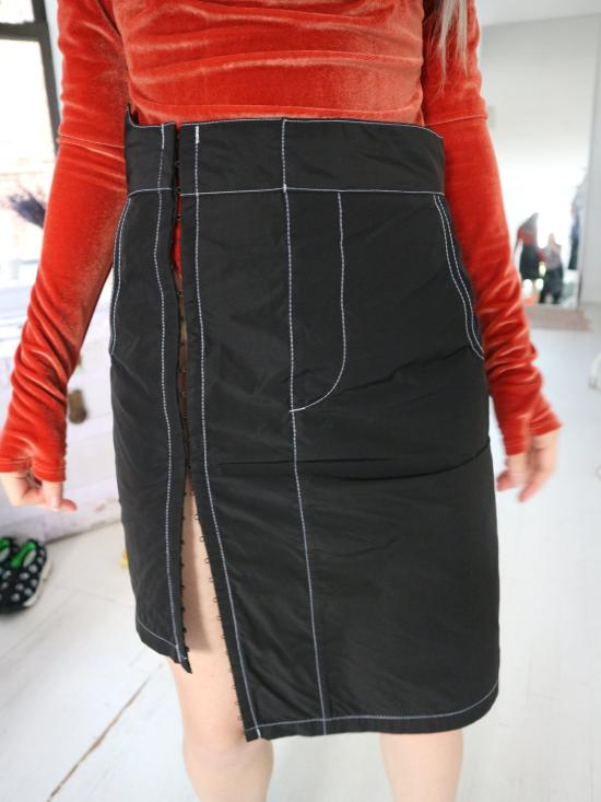  Barragán 미디 스커트 바라간 타프타 본 스렛 스커트 블랙 - OTHER BRANDS