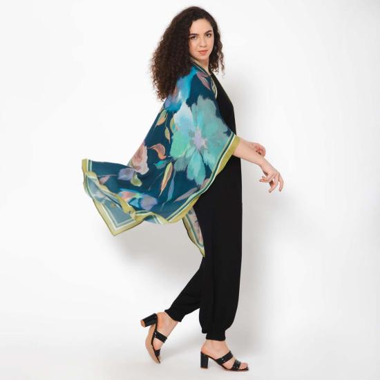  Vismaya 라운지 웨어 비스마야 화려한 꽃무늬 기모노 코발트 블루 - OTHER BRANDS