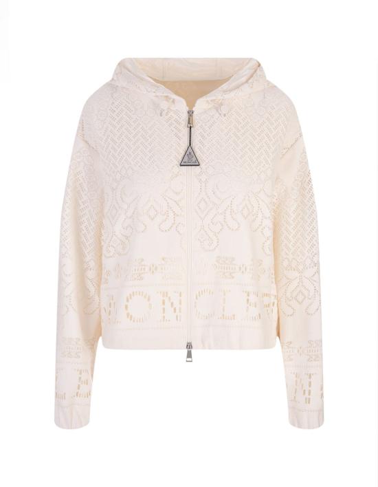  몽클레어 자켓 몽클레르 세바스테 패턴 펀칭 후드 재킷 화이트