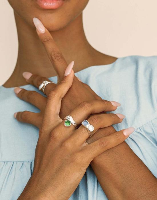  클레드 반지 스퀘어 드롭 링 실버/골드 - CLED