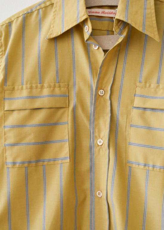  Local Shade 셔츠 로컬 셰이드 코트 버튼다운 셔츠 머스타드 스트라이프 - LOCAL SHADE