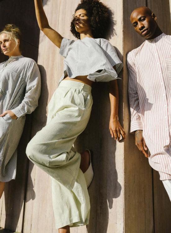  Seek Collective 반팔 티셔츠 티셔츠 탑 네이비 인디고 스트라이프 - OTHER BRANDS