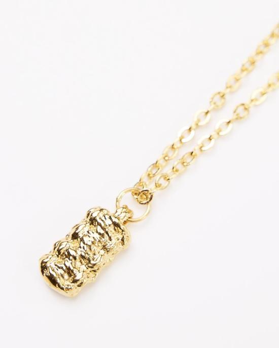  씨오지 목걸이/팬던트 톱니바퀴 모양 시넷 목걸이 14K 도금 금 - COG