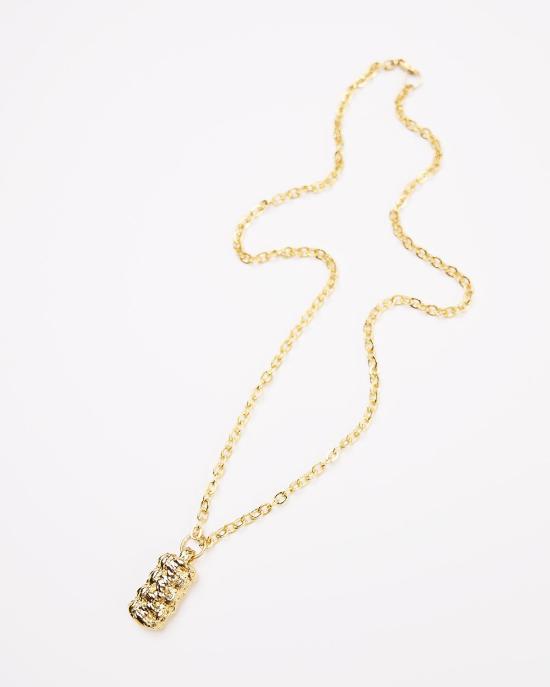  씨오지 목걸이/팬던트 톱니바퀴 모양 시넷 목걸이 14K 도금 금 - COG