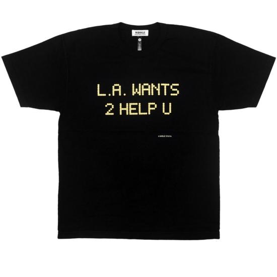  홀 반팔 티셔츠 Whole La Wants 2 Help U 티셔츠 블랙