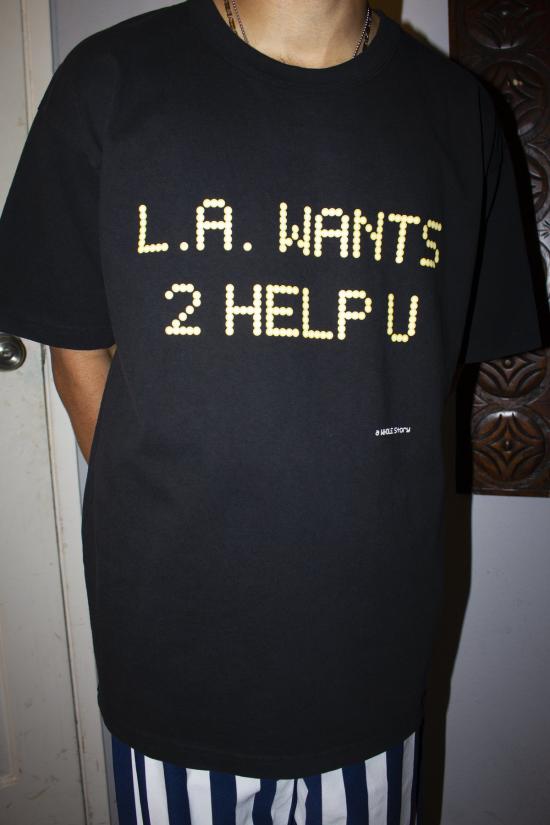  홀 반팔 티셔츠 Whole La Wants 2 Help U 티셔츠 블랙 - WHOLE