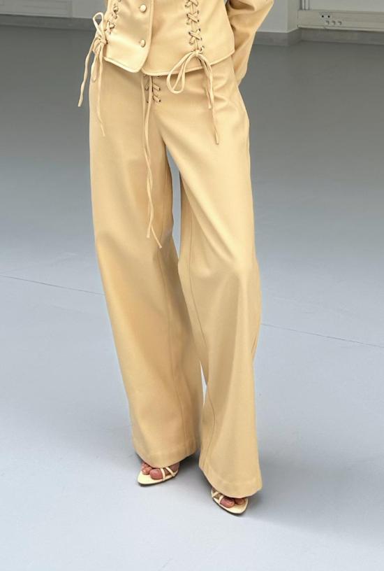  SAEMDI 스트레이트 팬츠 사엠디 크로스 코드 PU 팬츠 - OTHER BRANDS