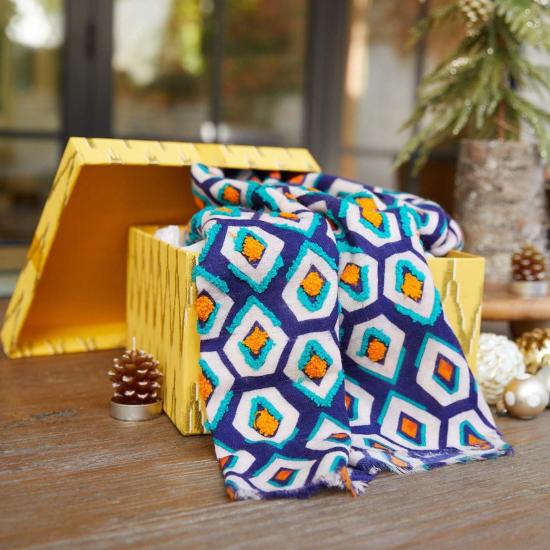  Vismaya 머플러/스카프 비스마야 펜타곤 자수 스카프 네이비 블루 - OTHER BRANDS