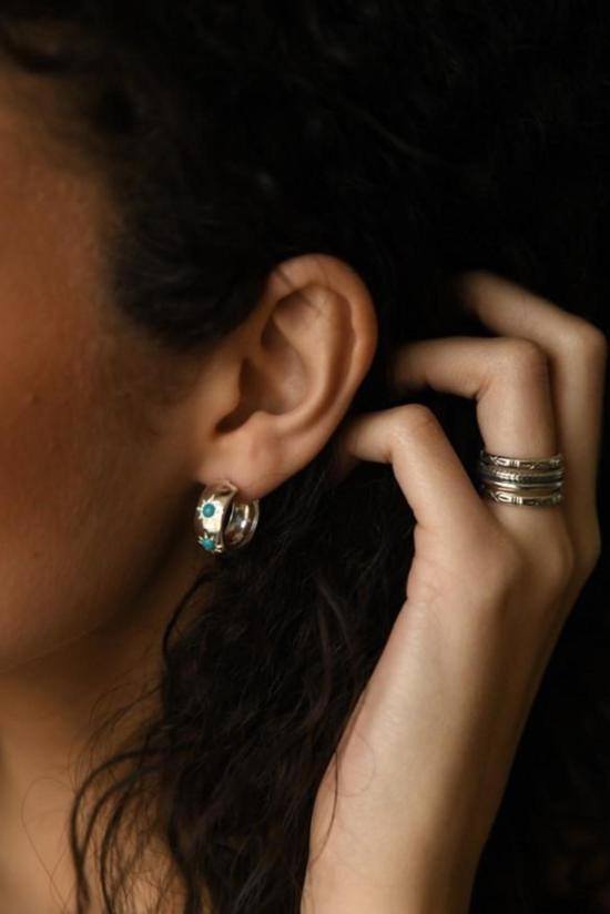  시에라 윈터 주얼리 이어링 이브 후프  스털링 실버/터쿼이즈 - SIERRA WINTER JEWELRY