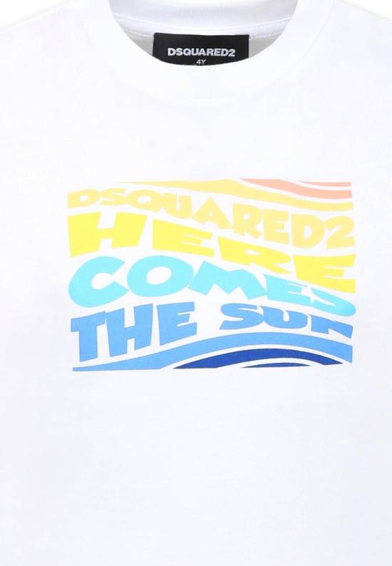  [키즈] 디스퀘어드2 트레이닝 상의 어린이용 Dsquared2 로고 화이트 티셔츠 - DSQUARED2