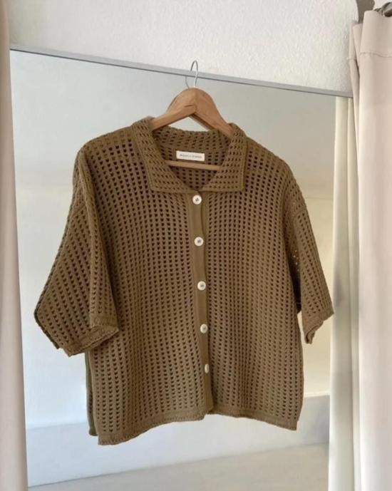  미셀라 그렉 반팔 티셔츠 미카엘라 그렉 오픈 니트 폴로