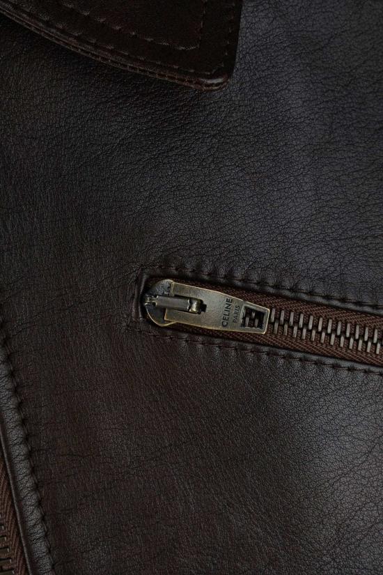  셀린느 자켓 셀린 지아체 펠레 가죽  다크 브라운 내츄럴 - CELINE